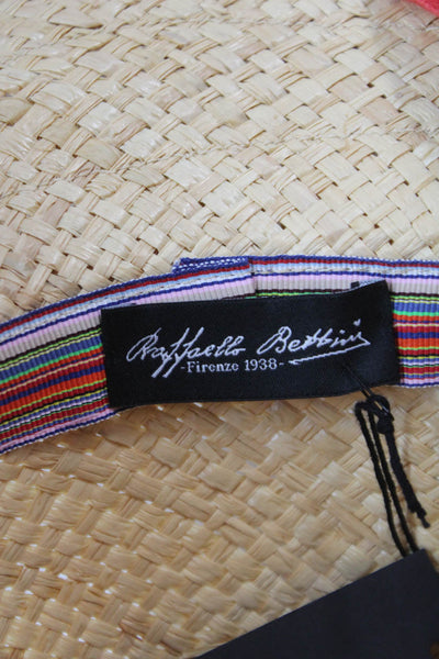 Raffaello Bettini Womens Straw Wide-Brim Sun Hat Beige Size M