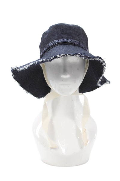 Raffaello Bettini Womens Cotton Denim Braided Detail Bucket Hat Blue Size L