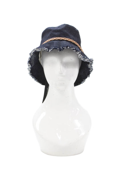 Raffaello Bettini Womens Cotton Denim Braided Detail Bucket Hat Blue Size M