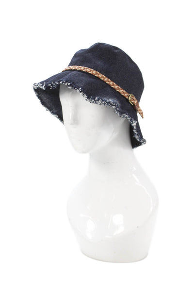 Raffaello Bettini Womens Cotton Denim Braided Detail Bucket Hat Blue Size M