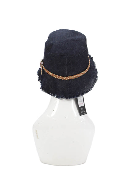 Raffaello Bettini Womens Cotton Denim Braided Detail Bucket Hat Blue Size M