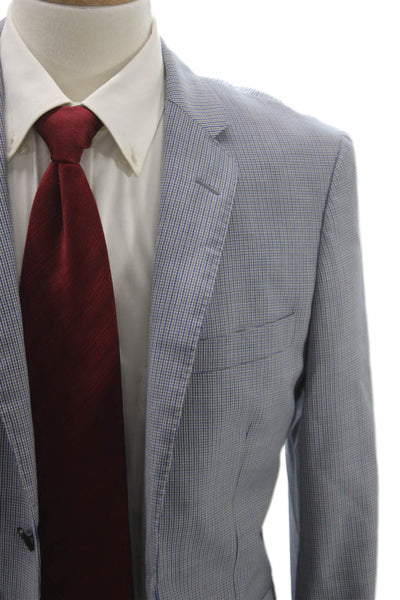 Brooks Brothers Men Checked Wool Blazer Gray Size 40
