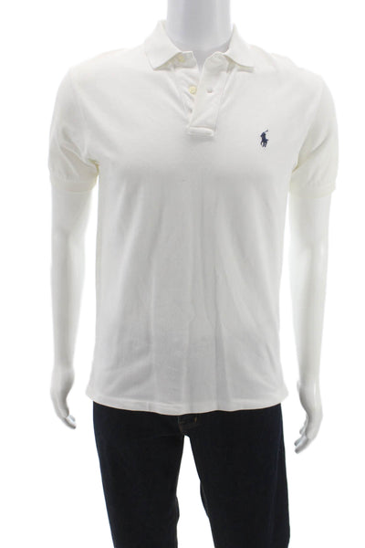 Polo Ralph Lauren Mens White Cotton Short Sleeve Collared Polo Shirt Size S