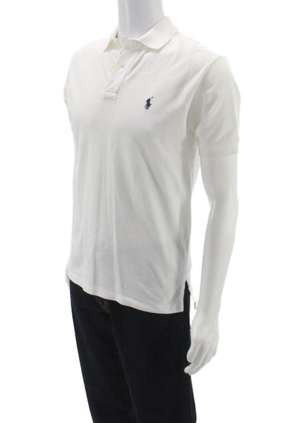 Polo Ralph Lauren Mens White Cotton Short Sleeve Collared Polo Shirt Size S