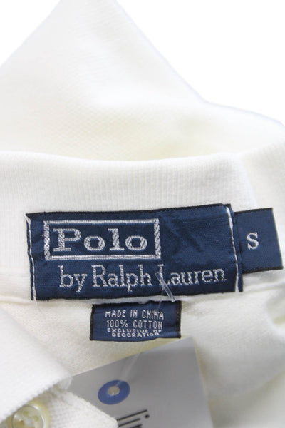 Polo Ralph Lauren Mens White Cotton Short Sleeve Collared Polo Shirt Size S