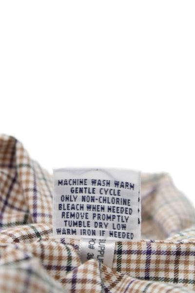 Ralph Lauren Blue Label Mens Beige Plaid Cotton Button-Up Dress Shirt Size S