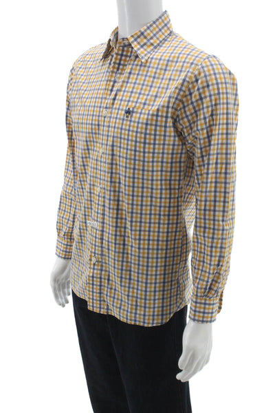 Brooks Brothers Mens Yellow Check Cotton Dress Shirt Button Up Size S