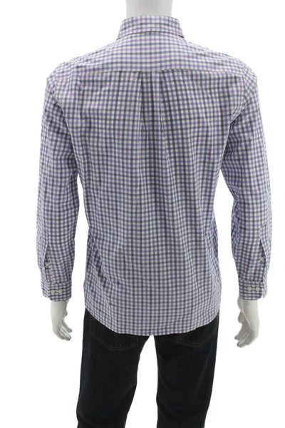 Brooks Brothers Mens Purple Check Cotton Dress Shirt Long Sleeve Size S