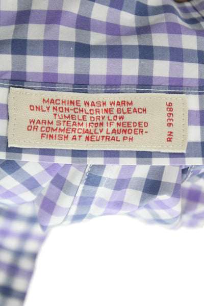Brooks Brothers Mens Purple Check Cotton Dress Shirt Long Sleeve Size S