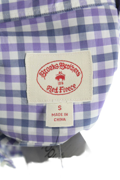 Brooks Brothers Mens Purple Check Cotton Dress Shirt Long Sleeve Size S