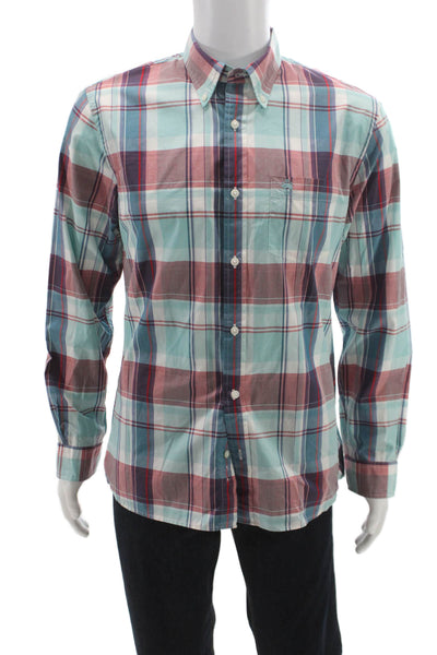 Brooks Brothers Mens Plaid Dress Shirt 100% Cotton Long Sleeve Button-Up Size M