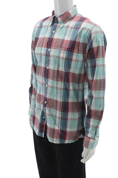 Brooks Brothers Mens Plaid Dress Shirt 100% Cotton Long Sleeve Button-Up Size M