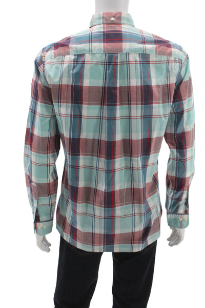 Brooks Brothers Mens Plaid Dress Shirt 100% Cotton Long Sleeve Button-Up Size M