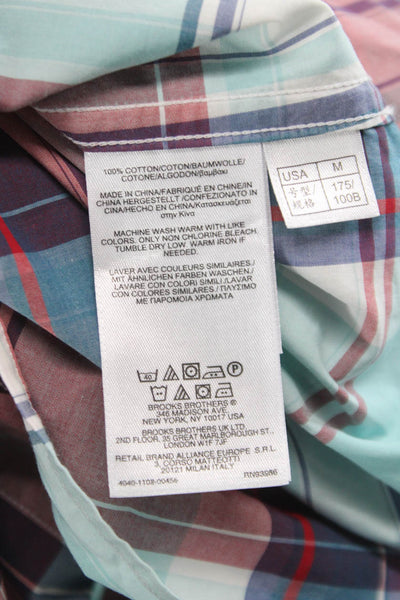 Brooks Brothers Mens Plaid Dress Shirt 100% Cotton Long Sleeve Button-Up Size M