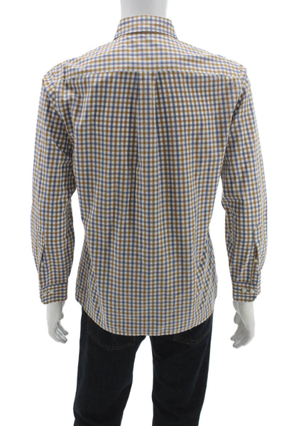 Brooks Brothers Mens Blue Cotton Check Dress Shirt Long Sleeve Size S