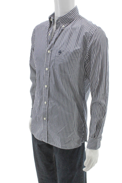 Brooks Brothers Men Dress Shirt Button Blue Striped Cotton Long Sleeve Size S