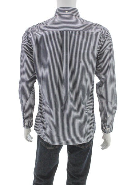 Brooks Brothers Men Dress Shirt Button Blue Striped Cotton Long Sleeve Size S