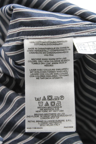 Brooks Brothers Men Dress Shirt Button Blue Striped Cotton Long Sleeve Size S