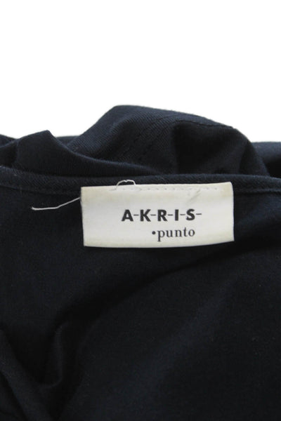 Akris Punto Women Basic Black Cotton Scoop Neck Short Sleeve T-Shirt Size 10