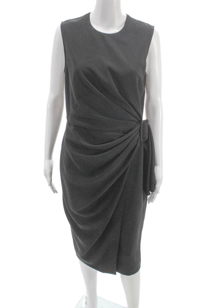 Altuzarra Women Sheath Dress Gray Midi Zip Sleeveless Tri-Acetate Size 42