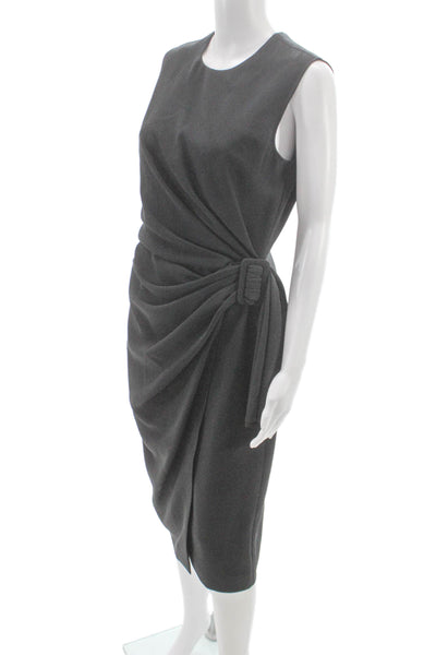 Altuzarra Women Sheath Dress Gray Midi Zip Sleeveless Tri-Acetate Size 42