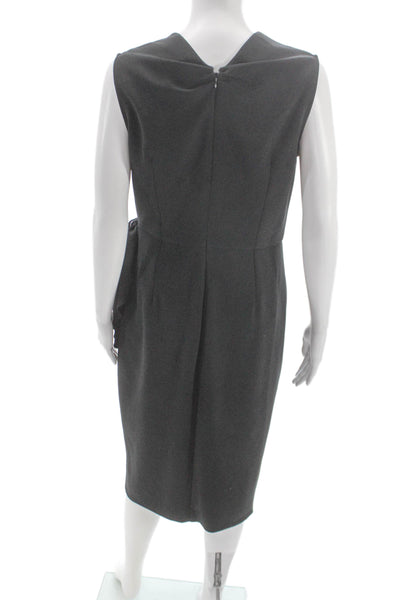 Altuzarra Women Sheath Dress Gray Midi Zip Sleeveless Tri-Acetate Size 42
