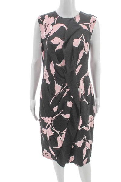 Escada Women Sheath Floral Black Viscose Dress Size 40