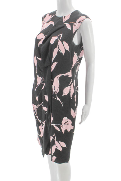 Escada Women Sheath Floral Black Viscose Dress Size 40