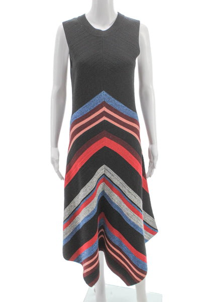 Proenza Schouler Women Multicolor Chevron Sweater Dress Wool Silk Size M