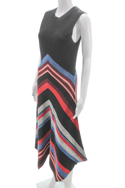 Proenza Schouler Women Multicolor Chevron Sweater Dress Wool Silk Size M