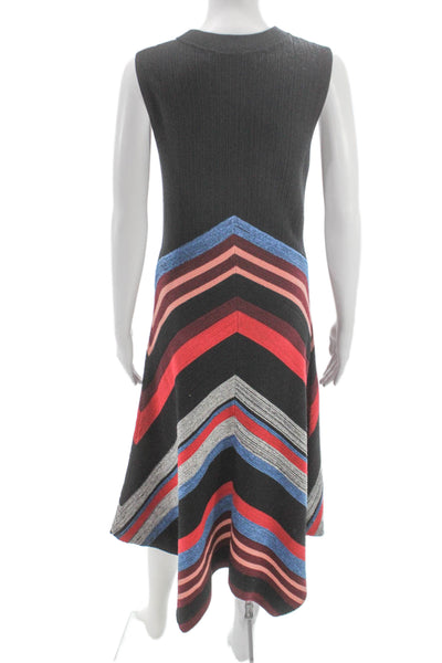 Proenza Schouler Women Multicolor Chevron Sweater Dress Wool Silk Size M