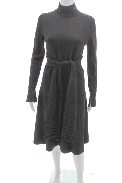 Dorothee Schumacher Women Sweater Dress Gray Virgin Wool Turtleneck Size 3