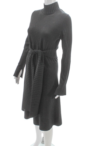 Dorothee Schumacher Women Sweater Dress Gray Virgin Wool Turtleneck Size 3