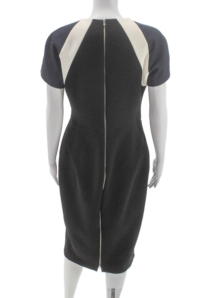 Victoria Beckham Womens Sheath Dress Black Short Sleeve Midi Size 10