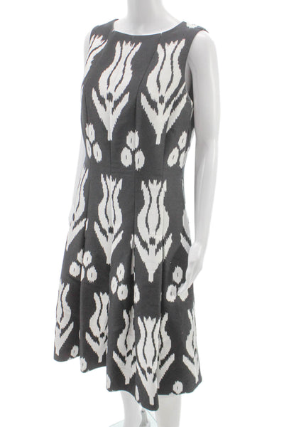 Oscar de la Renta Women A-Line Dress Black Sleeveless Round Neck Maxi Size 10