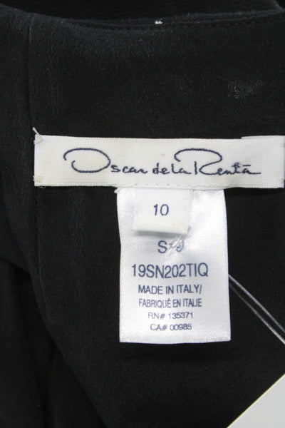 Oscar de la Renta Women A-Line Dress Black Sleeveless Round Neck Maxi Size 10