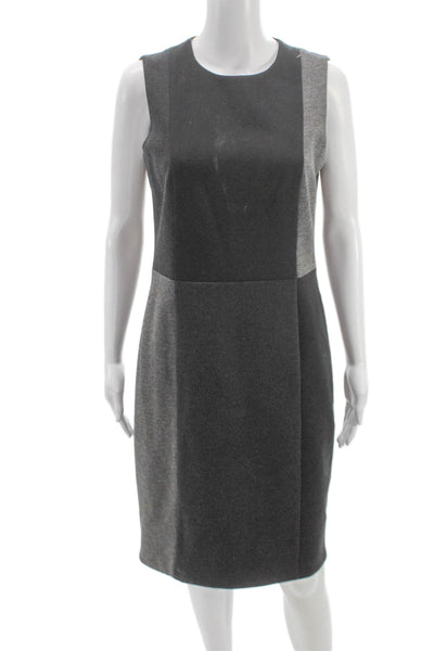 Akris Punto Women Sheath Dress Gray Colorblock Sleeveless Viscose Size 8