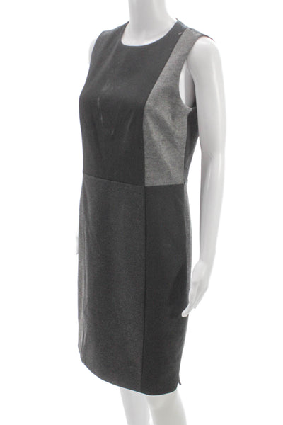 Akris Punto Women Sheath Dress Gray Colorblock Sleeveless Viscose Size 8