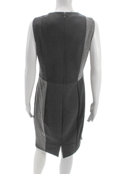 Akris Punto Women Sheath Dress Gray Colorblock Sleeveless Viscose Size 8