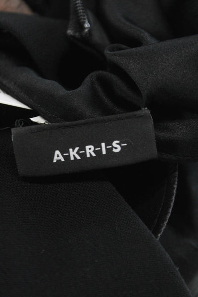 Akris Women Sheath Dress Black Wool Halter Sleeveless Zip Size 8