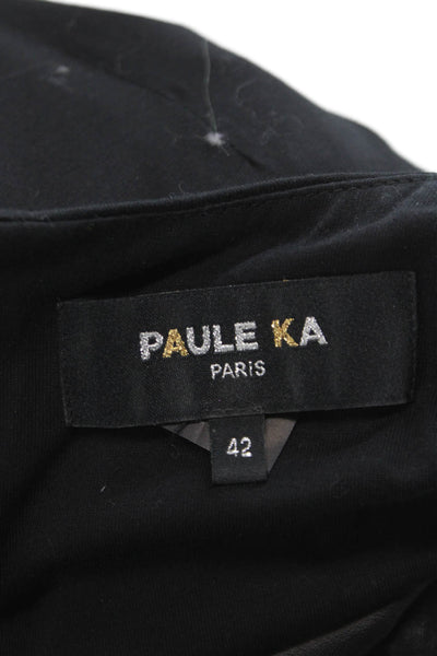 Paule Ka Women Sheath Lambskin Dress Gray Sleeveless Knee Length Size 42