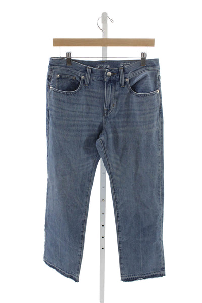 J Crew Womens Straight Jeans Blue High Rise Cotton Button Fly Size 26P