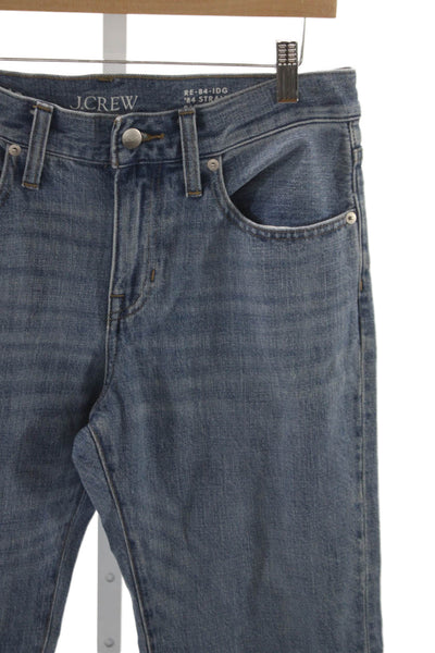 J Crew Womens Straight Jeans Blue High Rise Cotton Button Fly Size 26P