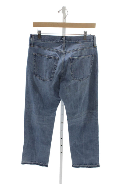 J Crew Womens Straight Jeans Blue High Rise Cotton Button Fly Size 26P