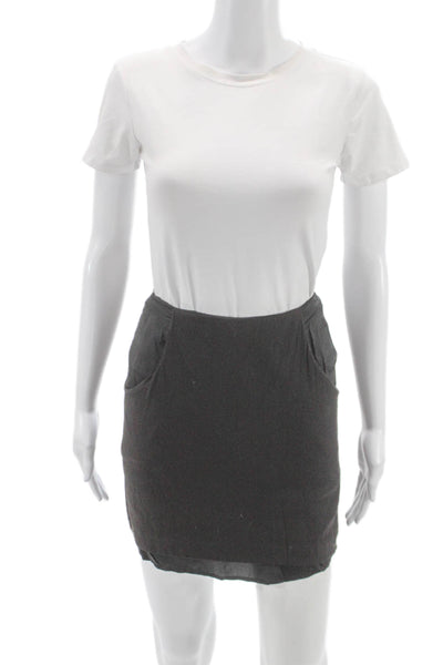 MM6 Maison Margiela Women Mini Wool Skirt Gray Zip Size 36