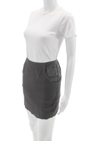 MM6 Maison Margiela Women Mini Wool Skirt Gray Zip Size 36