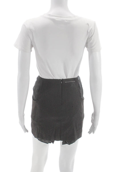 MM6 Maison Margiela Women Mini Wool Skirt Gray Zip Size 36