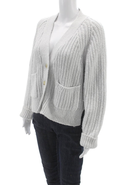A.L.C. Women Gray Wool V Neck Long Sleeve Cardigan Petite Size S