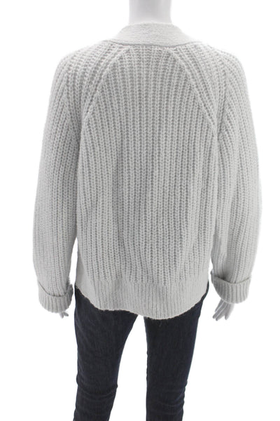 A.L.C. Women Gray Wool V Neck Long Sleeve Cardigan Petite Size S
