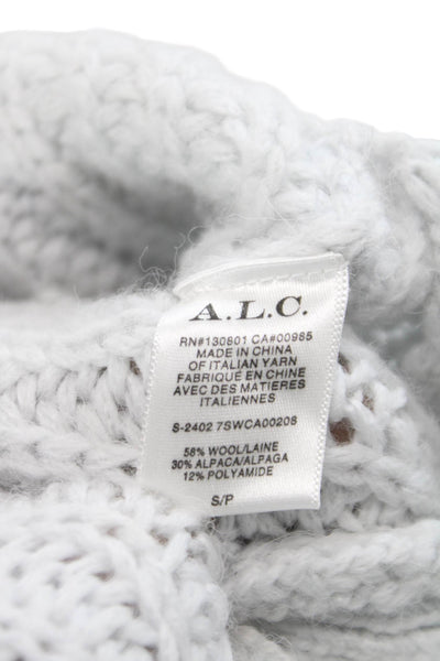 A.L.C. Women Gray Wool V Neck Long Sleeve Cardigan Petite Size S
